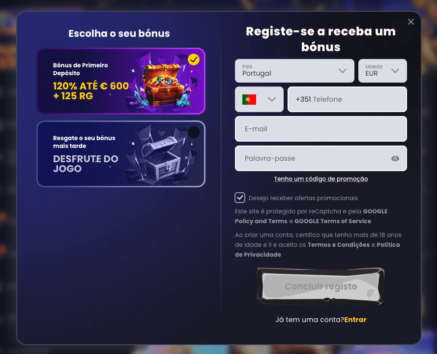 Como criar conta na Slotsgem em Portugal