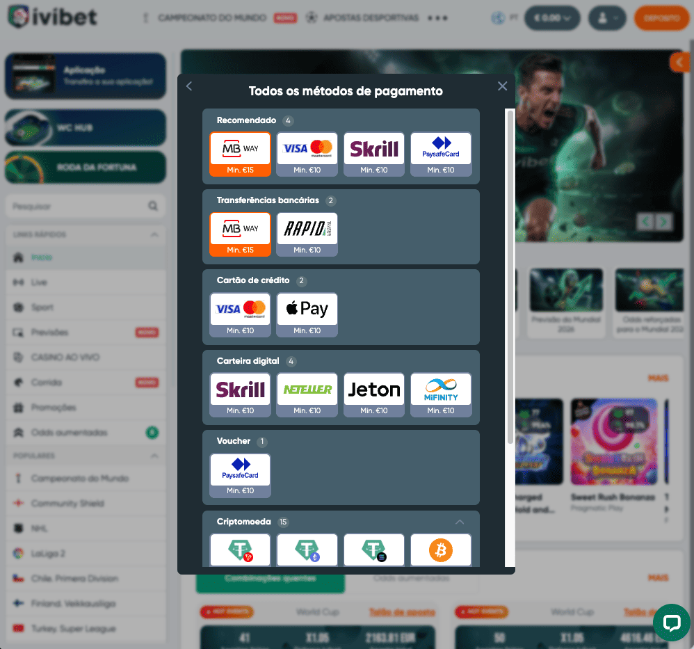 Metodos de pagamento Ivibet