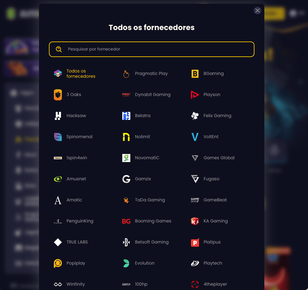 Todos os fornecedores Slotsgem